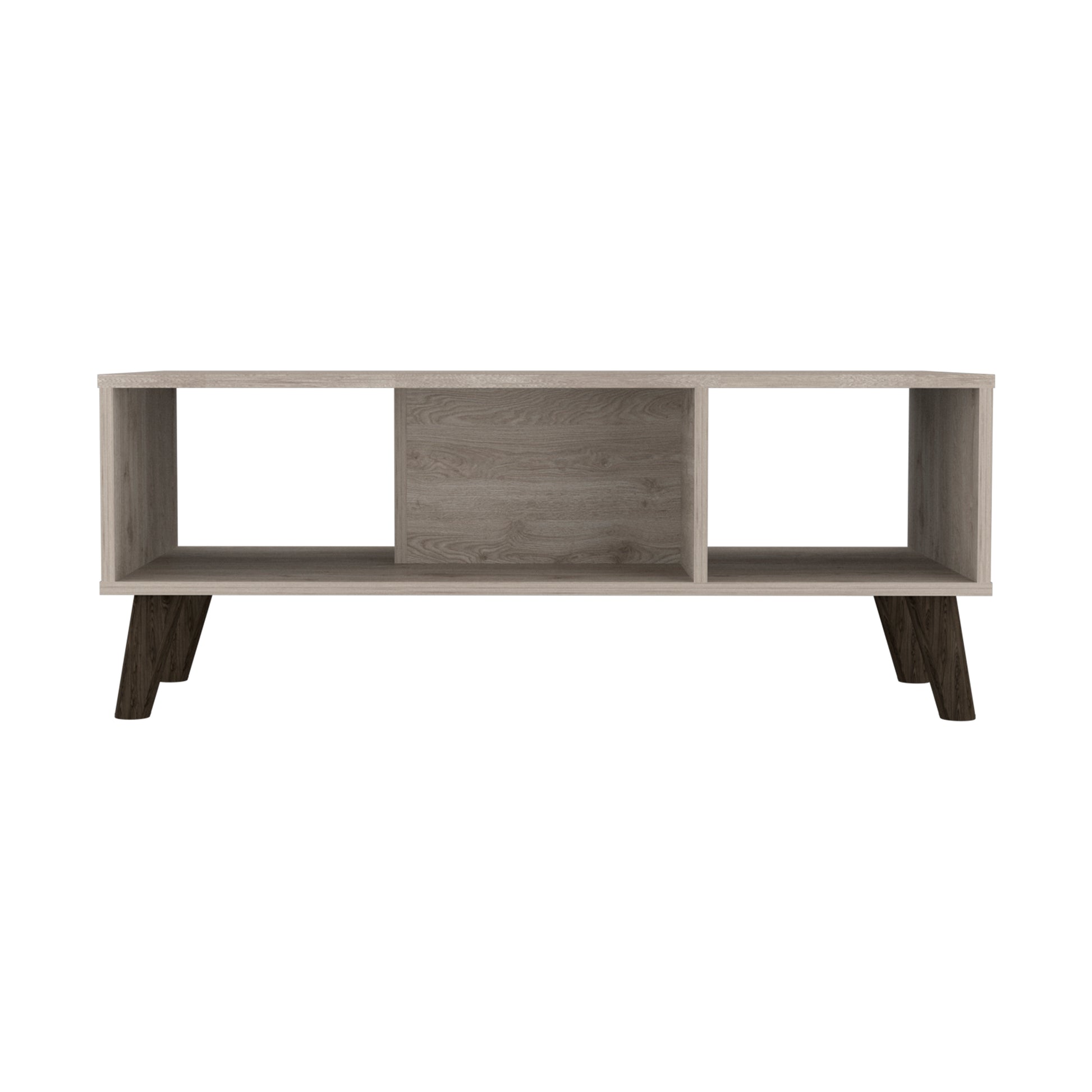 Coffee Table Plex, Two Open Shelves, Four Legs, Light Gray Finish Light Gray Particle Board