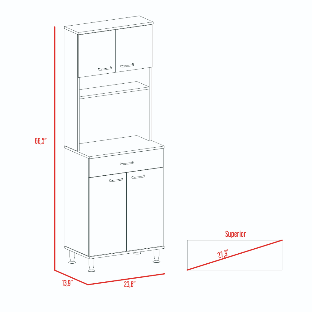 Pantry Piacenza,Two Double Door Cabinet, White