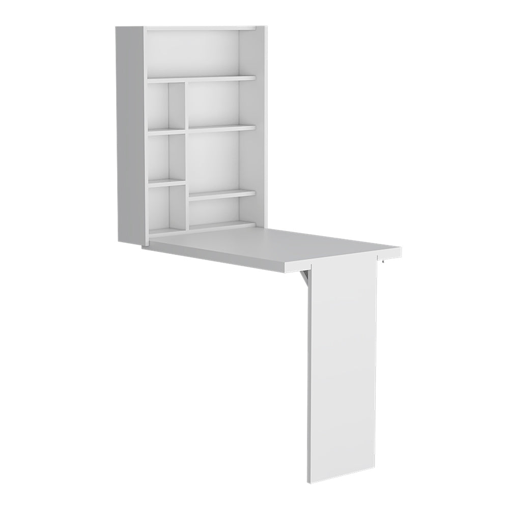 Foldable Table Tacoma, Seven Interior Shelves, White
