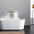 Freestanding Bathtub Faucet With Hand Shower Brushed Gold Metal