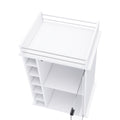 Bar Cart Baltimore, Six Wine Cubbies, Glass Door, Four Caster, Two Shelves, White Finish White Particle Board