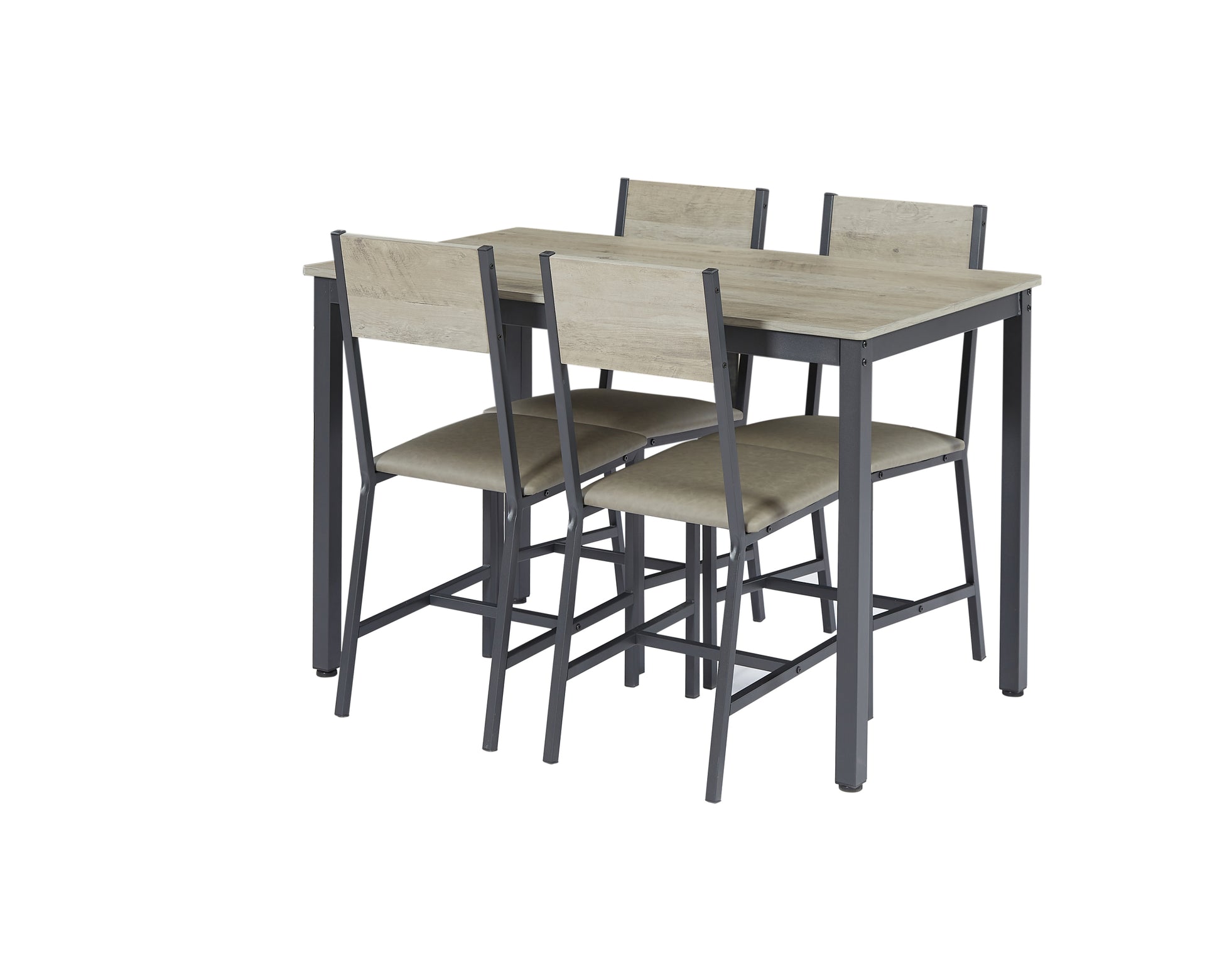 Dining Set For 5 Kitchen Table With 4 Upholstered Chairs, Grey, 47.2'' L X 27.6'' W X 29.7'' H. Grey Particle Board