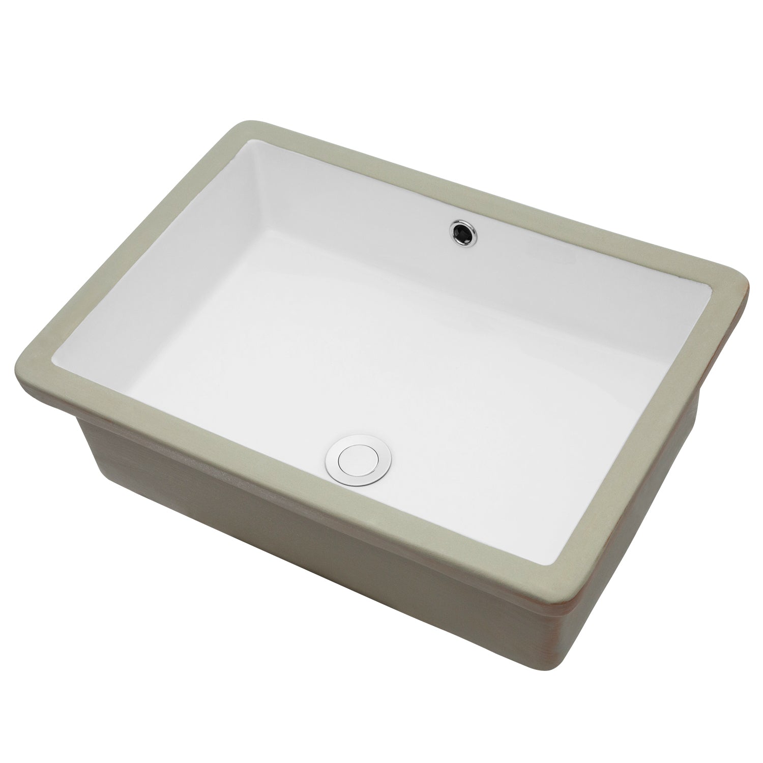 22"X15.5" White Ceramic Rectangular Undermount Bathroom Sink With Overflow White Ceramic