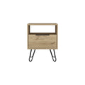 Nightstand Skyoner, Single Drawer, Hairpin Legs, Light Oak Finish Light Oak Particle Board