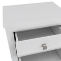 Nightstand More, Two Shelves, Four Legs, White Finish White Particle Board