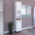 Pantry Cabinet Almada, Three Interior Shelves, White Finish White Particle Board