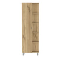 Corner Cabinet Womppi, Five Open Shelves, Single Door, Light Oak Finish Light Oak Particle Board