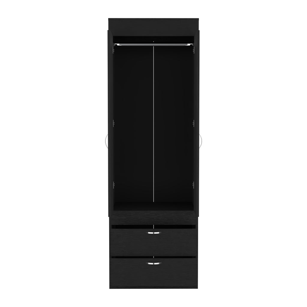 Armoire Tarento, Two Drawers, Black Wengue Finish Black Particle Board