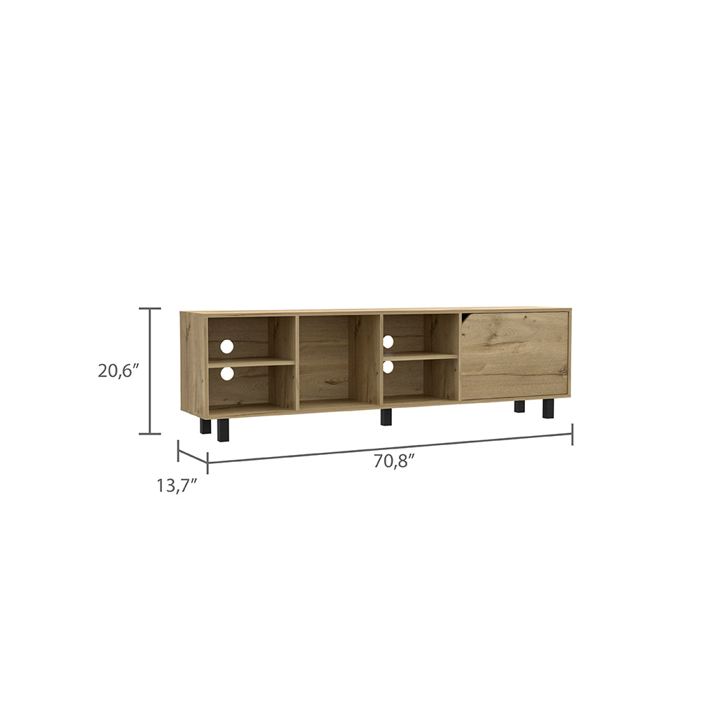 Tv Stand For Tv S Up 70" Estocolmo, Four Open Shelves, Light Oak Finish Light Oak 50 59 Inches Particle Board