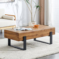 Rustic Mdf Coffee Table With Metal Legs Natural Wood Tone Elegance For Your Space Wood Mdf