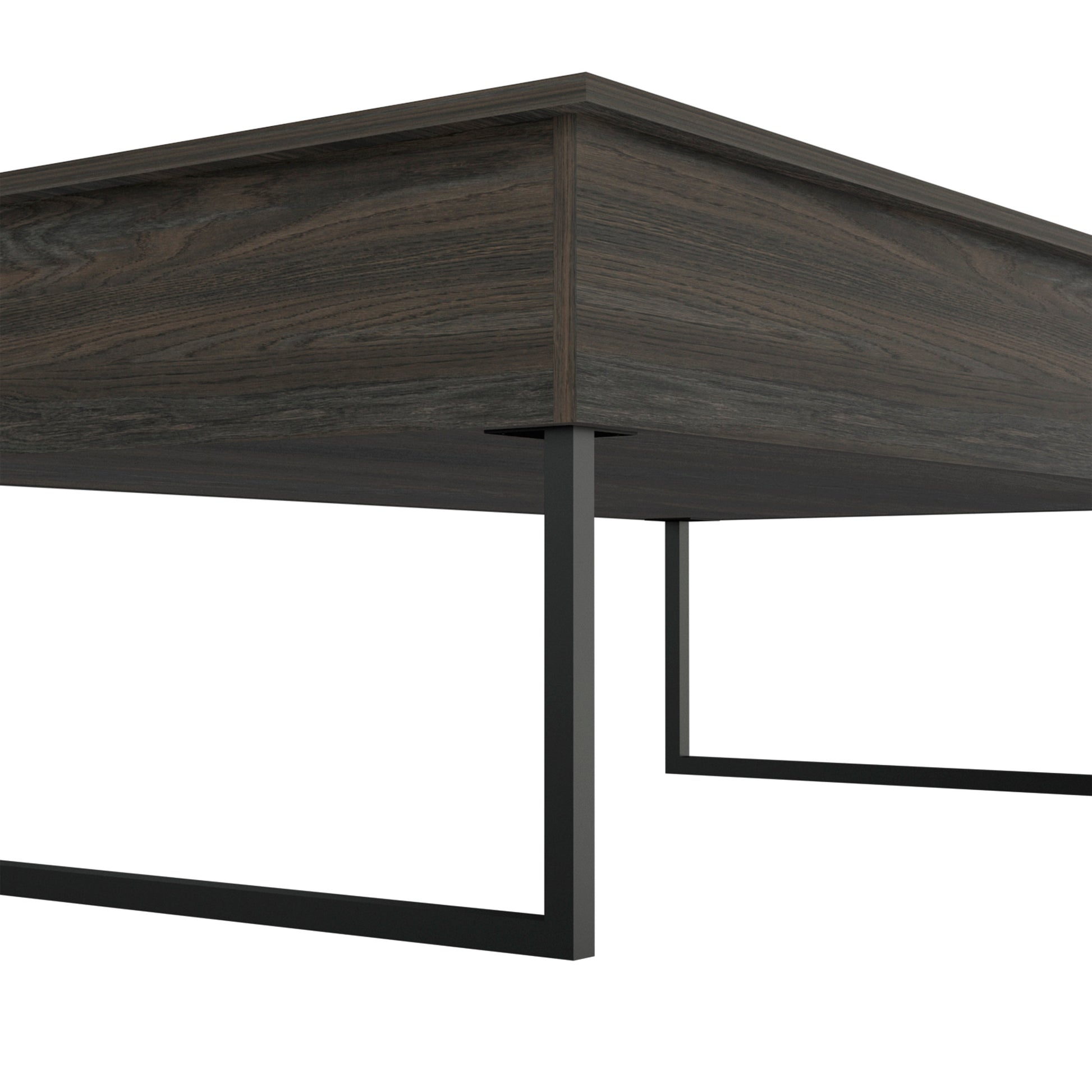 Lift Top Coffee Table Wuzz, Two Legs, Two Shelves, Carbon Espresso Black Wengue Finish Espresso Particle Board