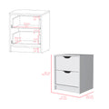 Nightstand Gandu, Two Drawers, White Finish White Particle Board