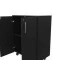 Storage Cabinet Lions, Double Door And Casters, Black Wengue Finish Gray Particle Board