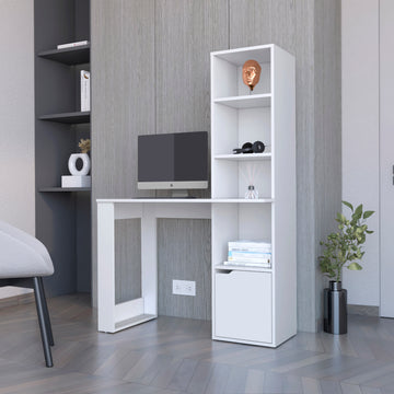 Office Desk Aragon, White Finish White Particle Board