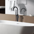 Freestanding Bathtub Faucet With Hand Shower Matte Black Metal
