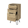 Light Dresser Skyoner, Hairpin Legs, Superior Top,Three Drawers, Light Oak Finish Light Oak Particle Board