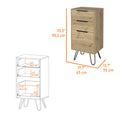 Light Dresser Skyoner, Hairpin Legs, Superior Top,Three Drawers, Light Oak Finish Light Oak Particle Board