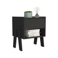 Nightstand Ferku, Open Shelf, One Drawer, Black Wengue Finish Black Particle Board