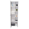 Corner Cabinet Womppi, Five Open Shelves, Single Door, White Finish White Particle Board