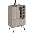 L Bar Cabinet Silhill, Eight Wine Cubbies, Two Cabinets With Single Door, Light Gray Finish Light Gray Particle Board