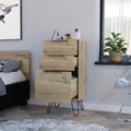 Light Dresser Skyoner, Hairpin Legs, Superior Top,Three Drawers, Light Oak Finish Light Oak Particle Board