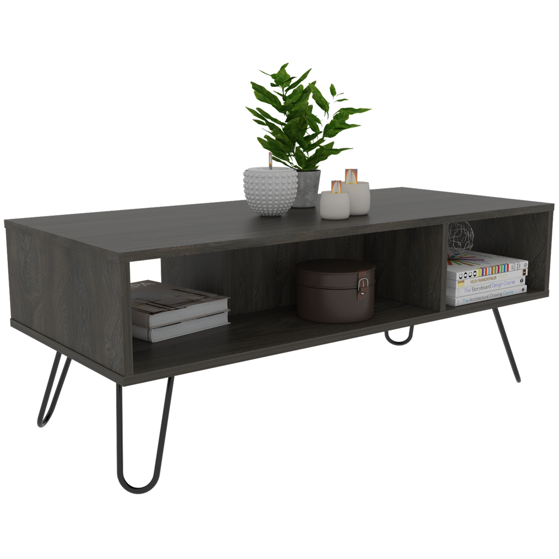 Coffee Table Minnesota, Two Shelves, Carbon Espresso Finish Espresso Particle Board