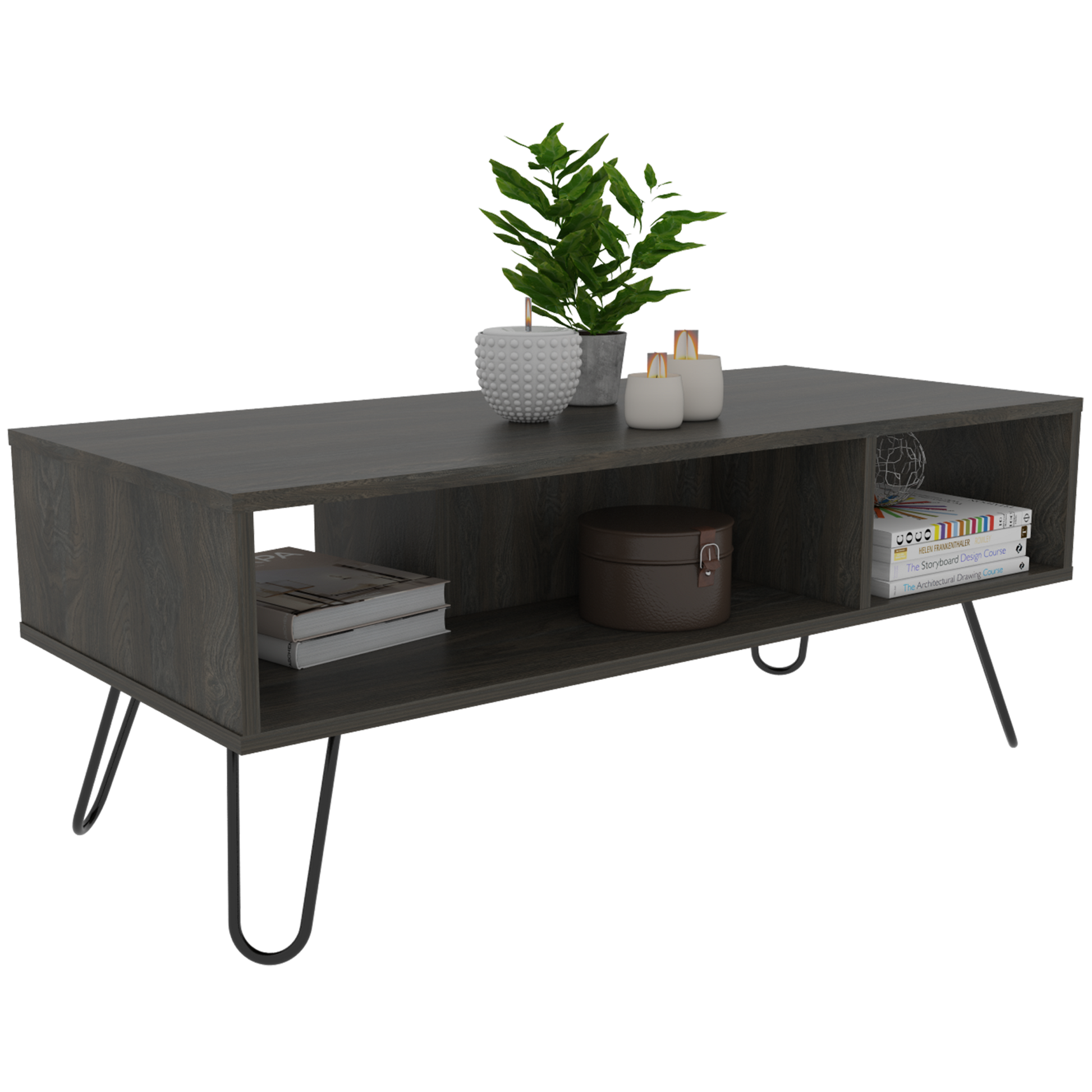 Coffee Table Minnesota, Two Shelves, Carbon Espresso Finish Espresso Particle Board