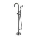 Freestanding Bathtub Faucet With Hand Shower Brushed Nickel Metal