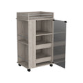Bar Cart with Casters Reese, Six Wine Cubbies and black-particle board
