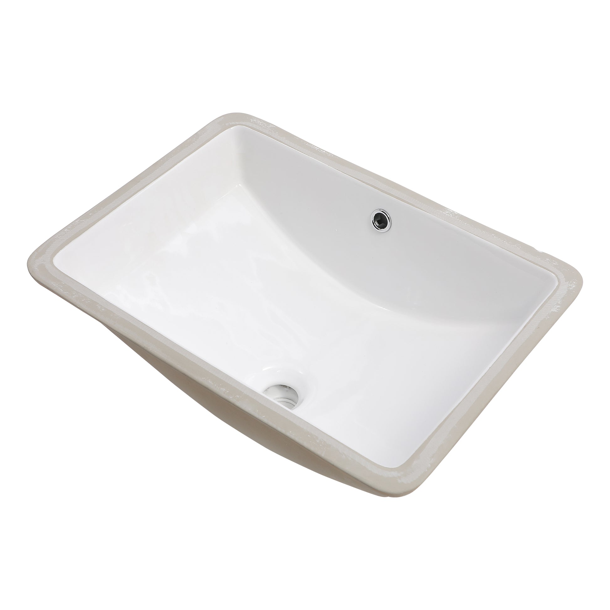 21"X14" White Ceramic Rectangular Undermount Bathroom Sink With Overflow White Ceramic