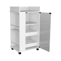Bar Cart with Two Side Shelves Beaver, Glass Door and white-particle board