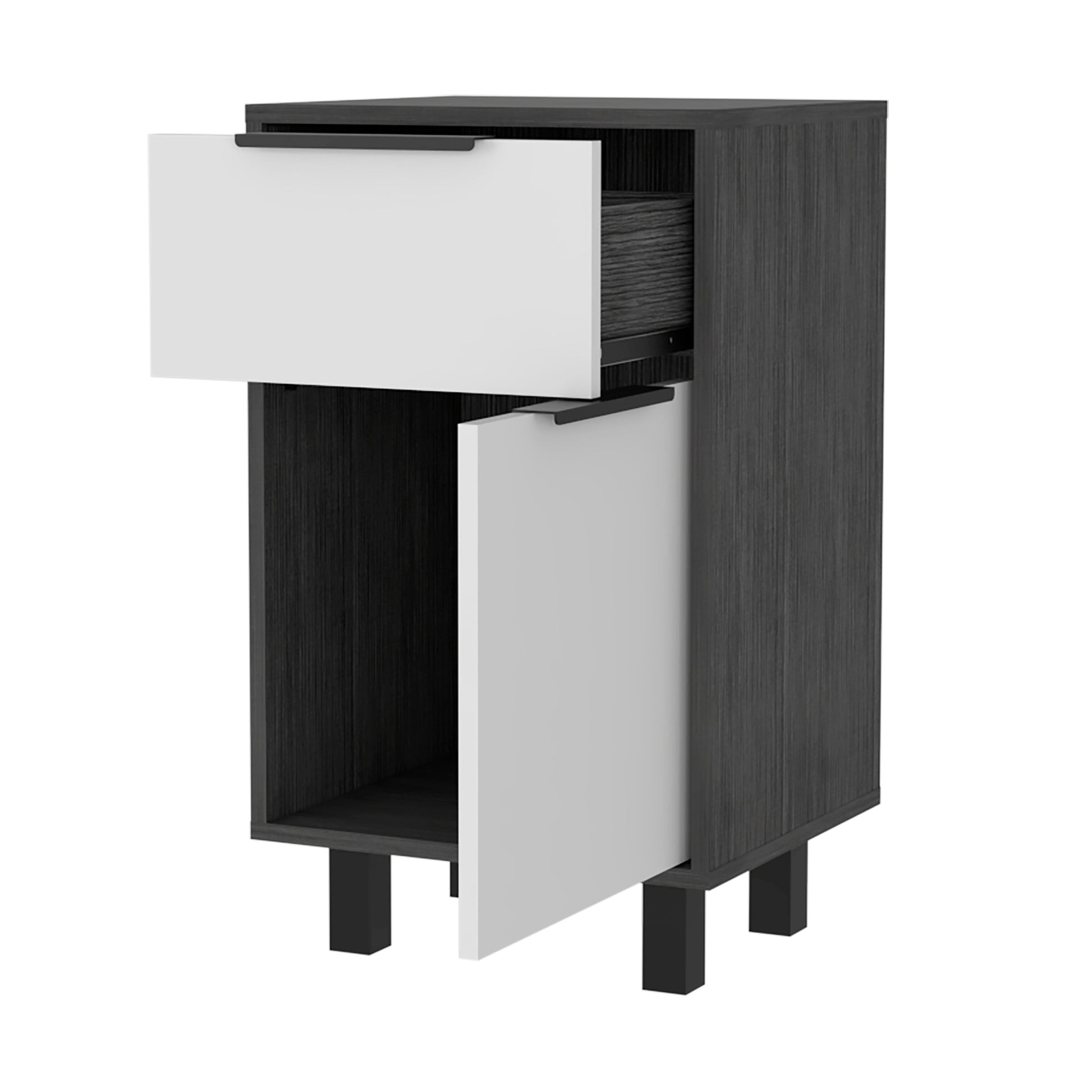 Nightstand Maryland Z, One Drawer, One Cabinet, Smokey Oak White Finish Multicolor Particle Board