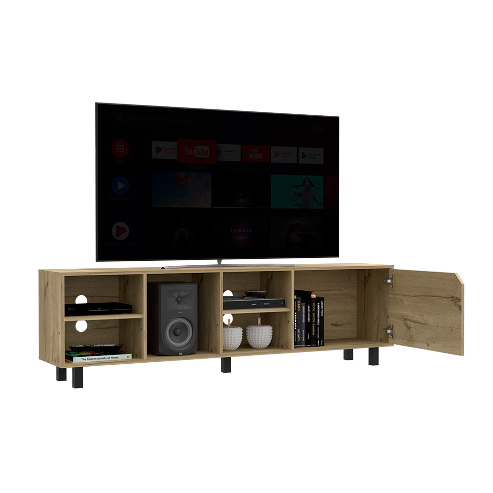 Tv Stand For Tv S Up 70" Estocolmo, Four Open Shelves, Light Oak Finish Light Oak 50 59 Inches Particle Board