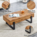 Rustic Mdf Coffee Table With Metal Legs Natural Wood Tone Elegance For Your Space Wood Mdf