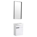 Soft Close Doors Bathroom Vanity With Sink,16 Inch For Small Bathroom Gloss White 1 Bathroom Wall Mounted Plywood