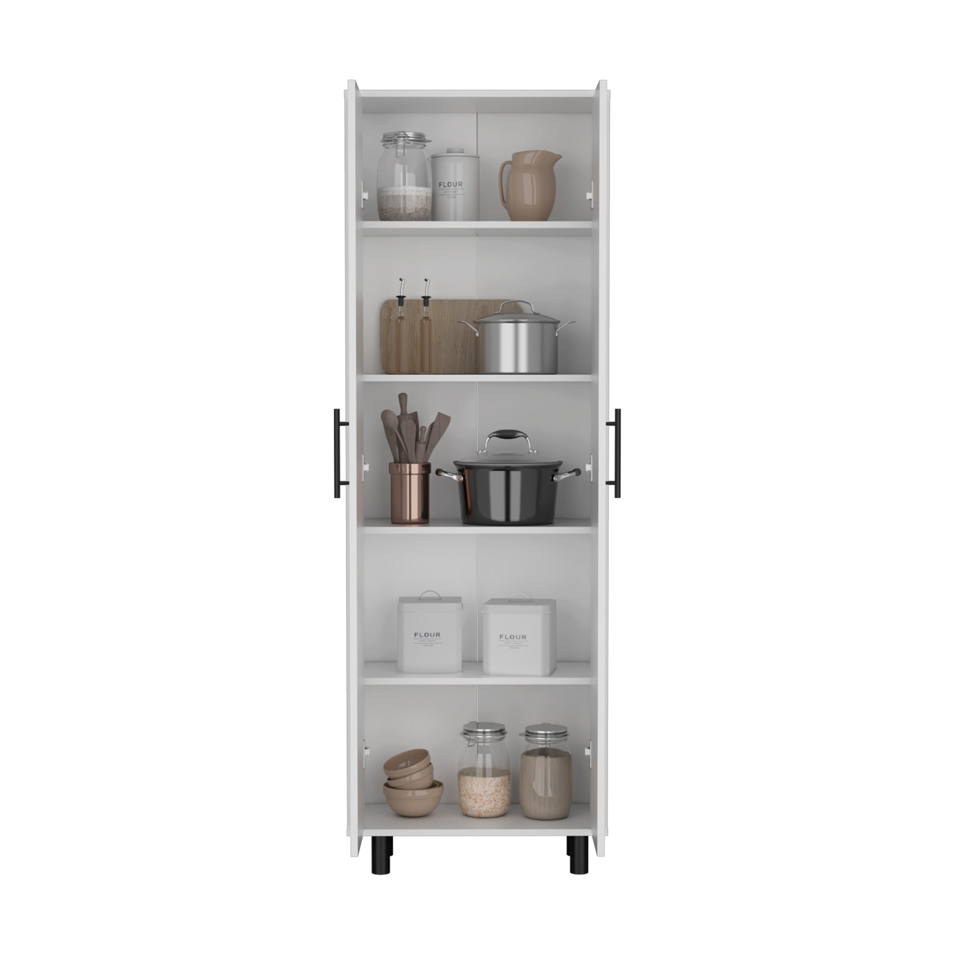 Multistorage Manacor, Five Shelves, White Finish White Particle Board