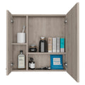 Medicine Cabinet Prague, Four Internal Shelves, Single Door, Light Gray Finish Light Gray Particle Board