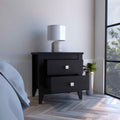 Nightstand More, Two Shelves, Four Legs, Black Wengue Finish Black Particle Board