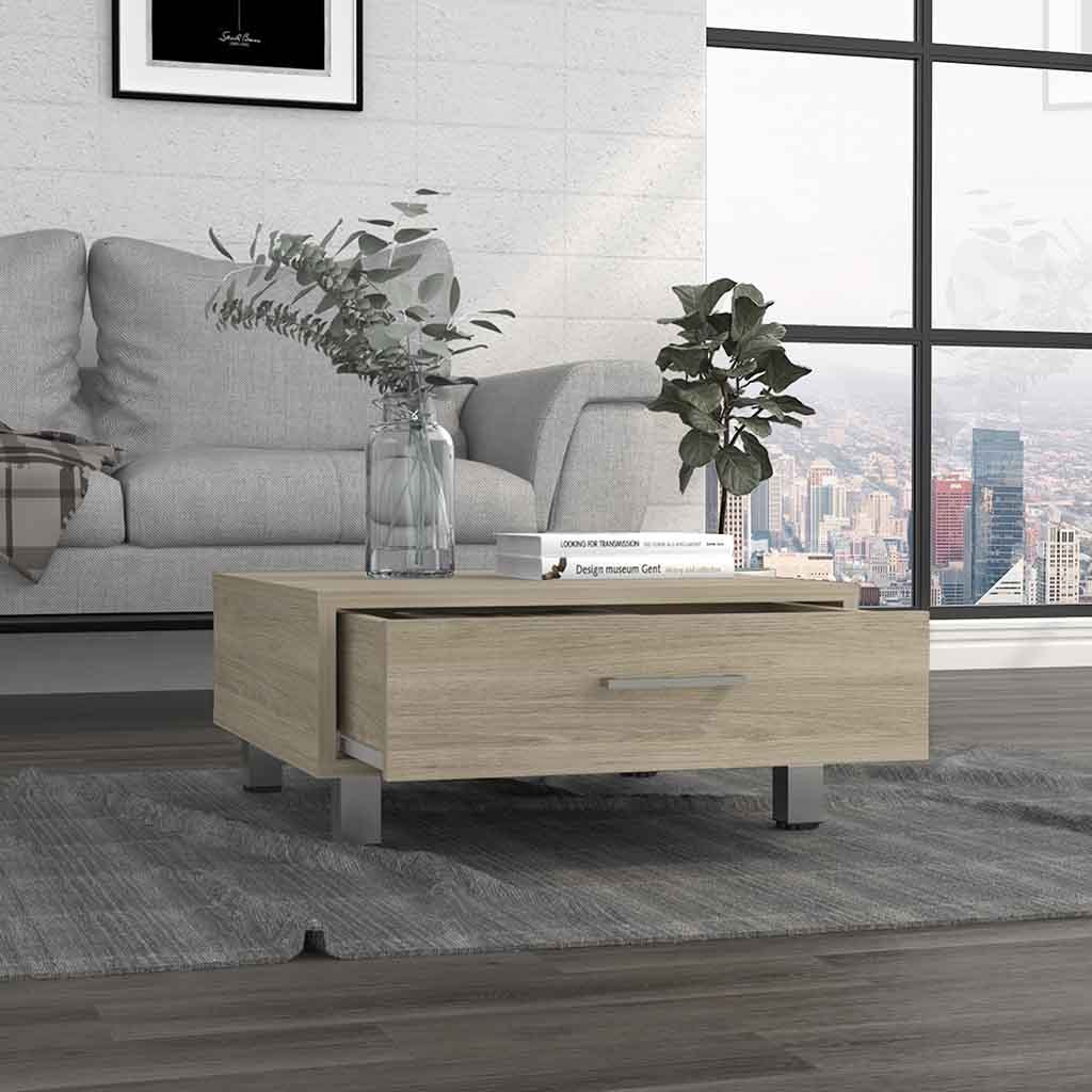 Coffee Table Albuquerque, One Drawer, Light Pine Finish Beige Particle Board