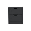 Nightstand Gandu, Two Drawers, Black Wengue Finish Black Particle Board