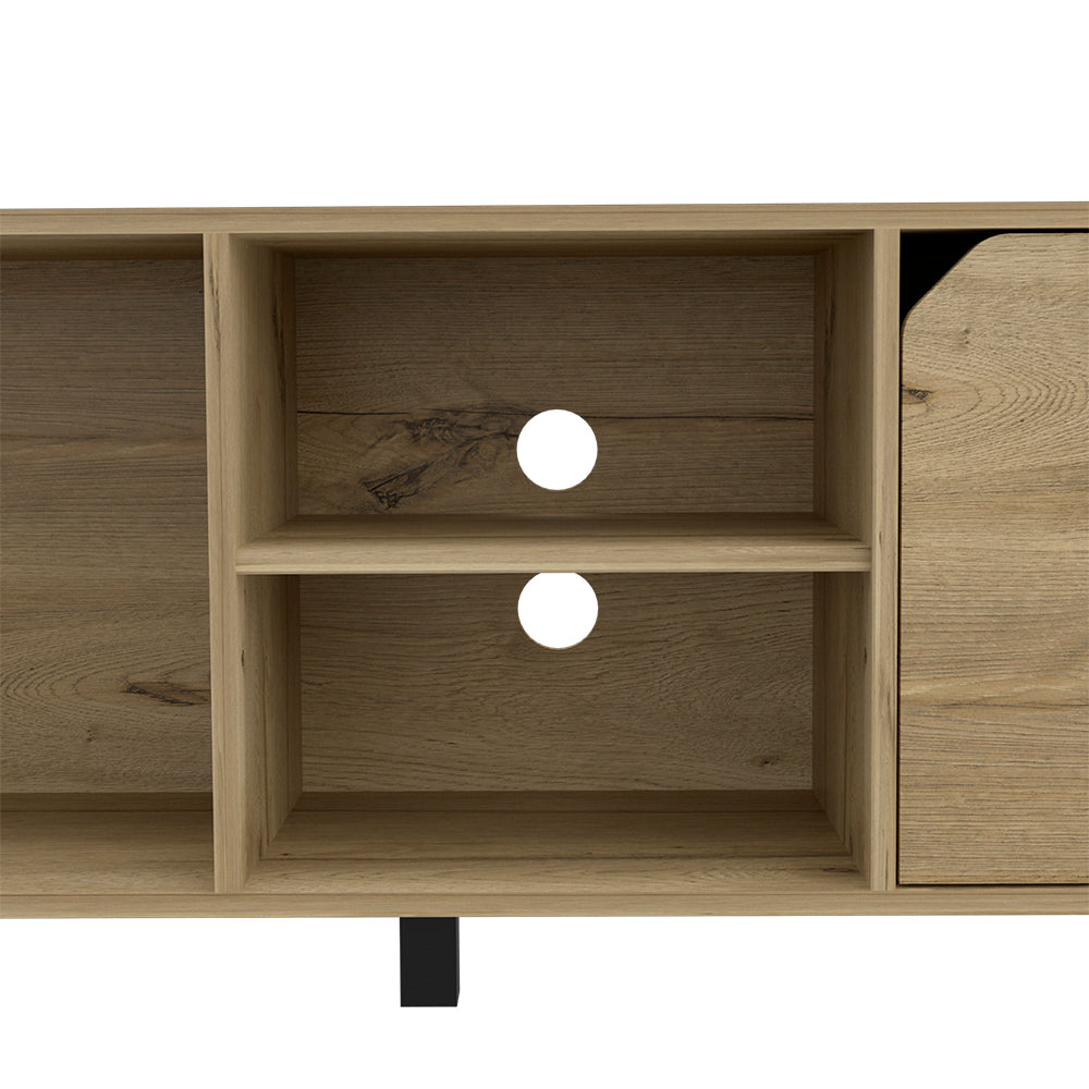 Tv Stand For Tv S Up 70" Estocolmo, Four Open Shelves, Light Oak Finish Light Oak 50 59 Inches Particle Board