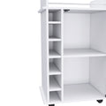 Bar Cart Baltimore, Six Wine Cubbies, Glass Door, Four Caster, Two Shelves, White Finish White Particle Board