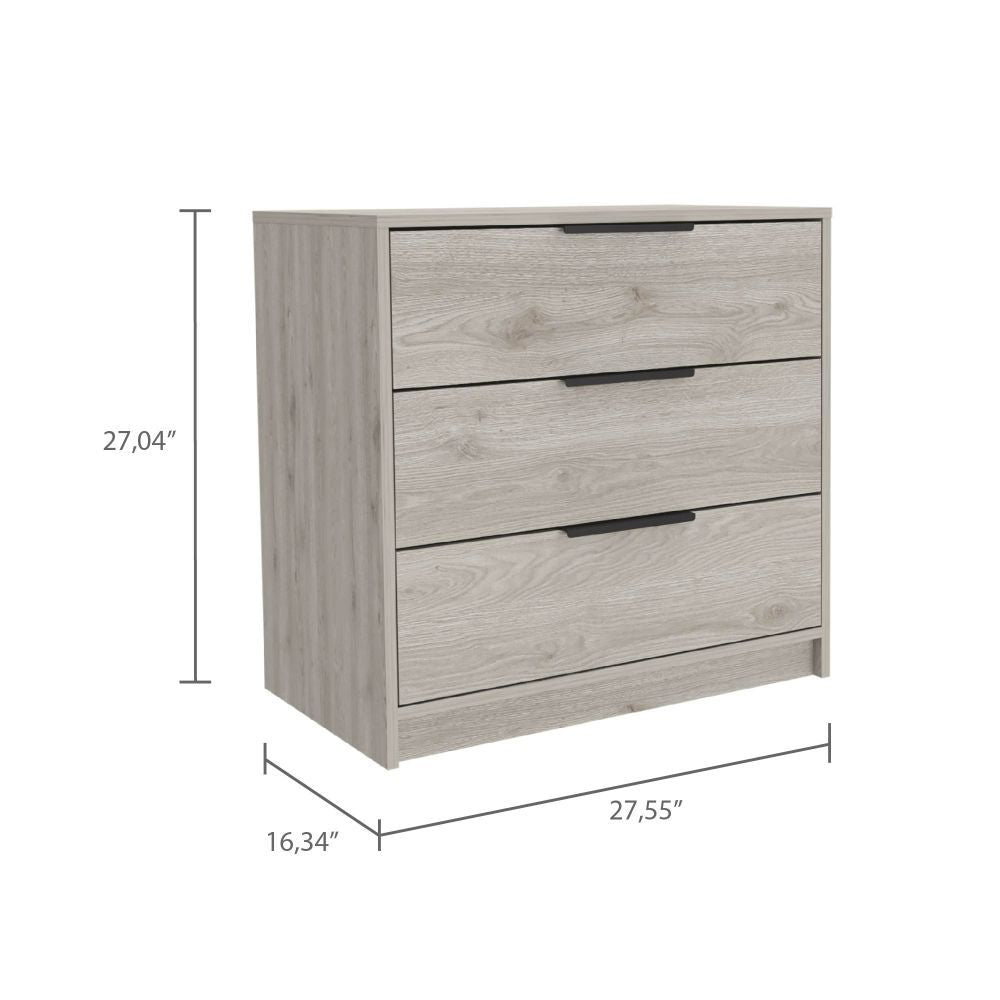 3 Drawers Dresser Maryland, Superior Top, Light Gray Finish Light Gray Particle Board