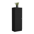 Pantry Miami, Single Door Cabinet, Black Wengue Finish Black Particle Board