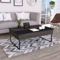 Lift Top Coffee Table Wuzz, Two Legs, Two Shelves, Carbon Espresso Black Wengue Finish Espresso Particle Board
