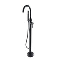 Freestanding Bathtub Faucet With Hand Shower Matte Black Metal