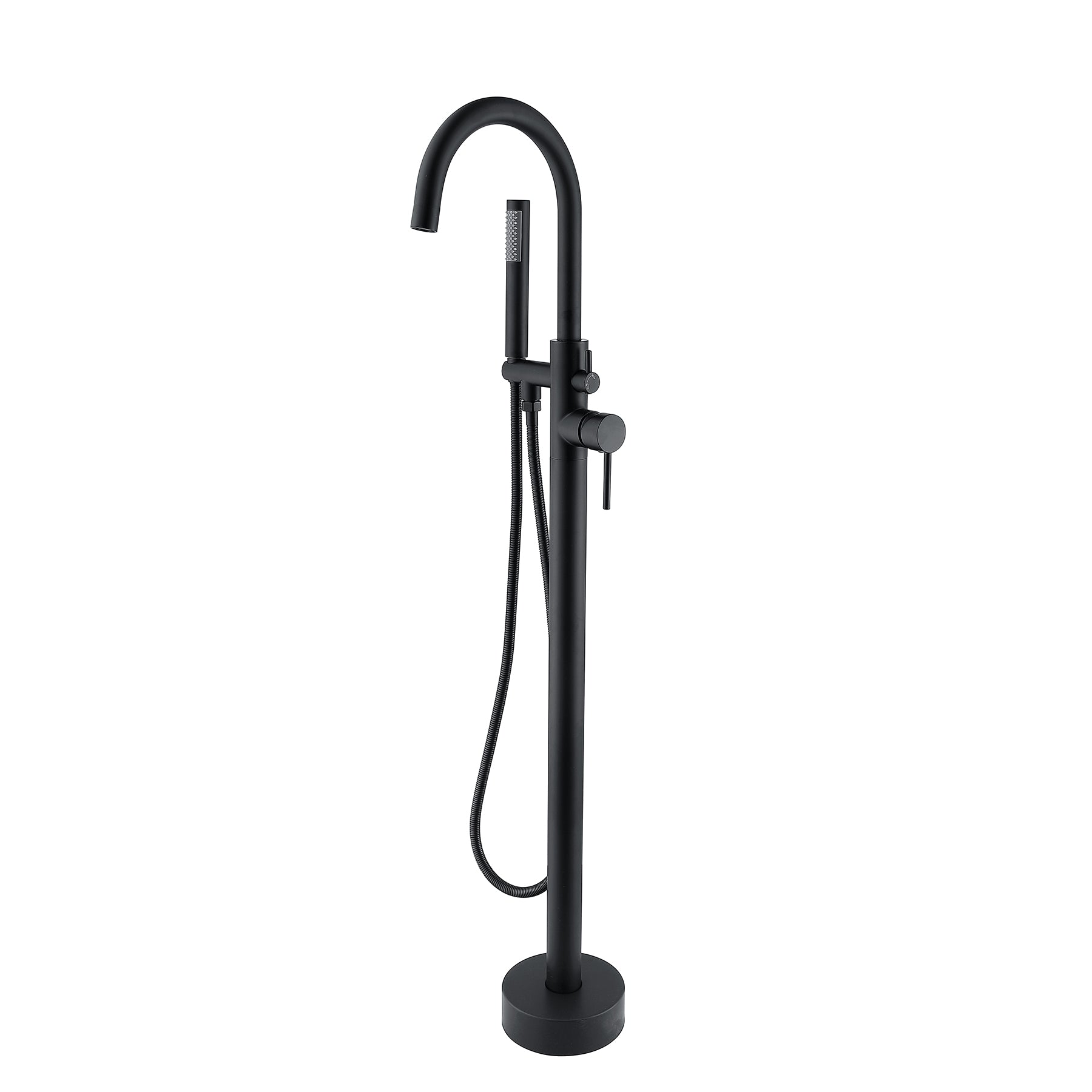 Freestanding Bathtub Faucet With Hand Shower Matte Black Metal