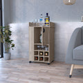 Bar Cart with Casters Reese, Six Wine Cubbies and gray-particle board