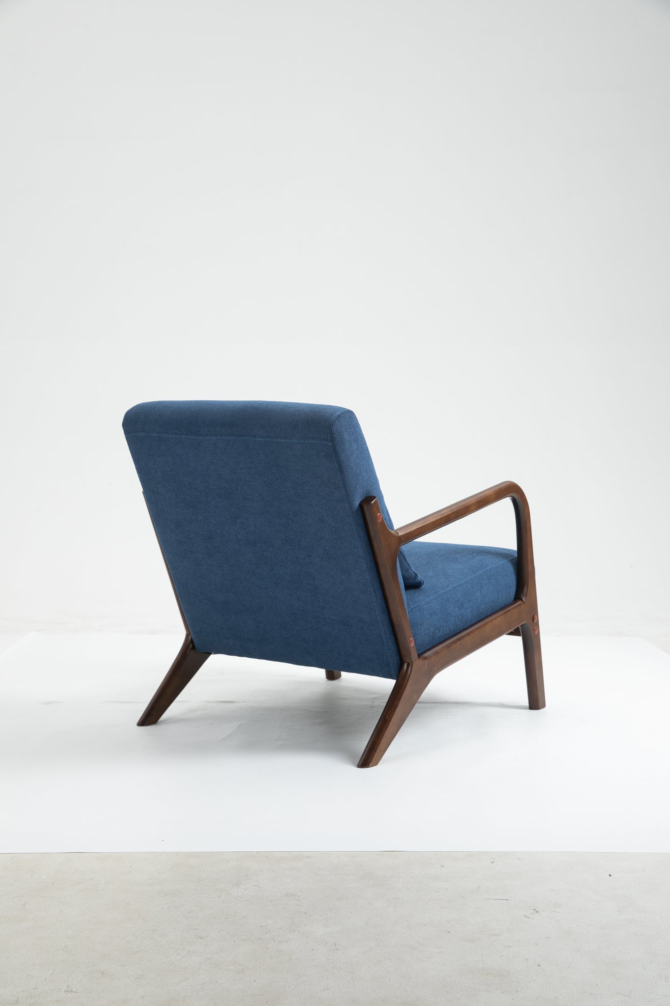 Mid Century Modern Accent Chair with Wood Frame blue-cotton-velvet