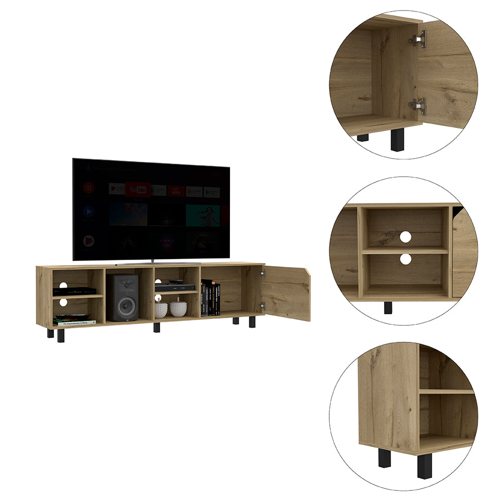 Tv Stand For Tv S Up 70" Estocolmo, Four Open Shelves, Light Oak Finish Light Oak 50 59 Inches Particle Board